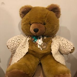 IKEA OF SWEDEN HONEY COLORED BEAR w MARDI GRAS